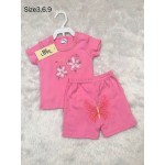 มีเลิฟ Melove เสื้อเปิดบ่าพร้อมกางเกงสีชมพู ลายดอกไม้ สำหรับอายุ 0-3 เดือน
